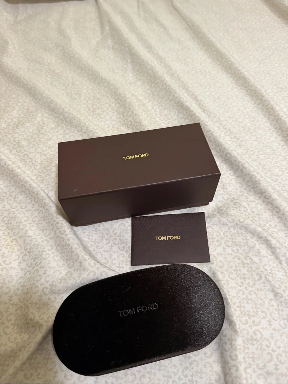 Tom Ford Brown and Gold Logo Sunglasses Box with Case